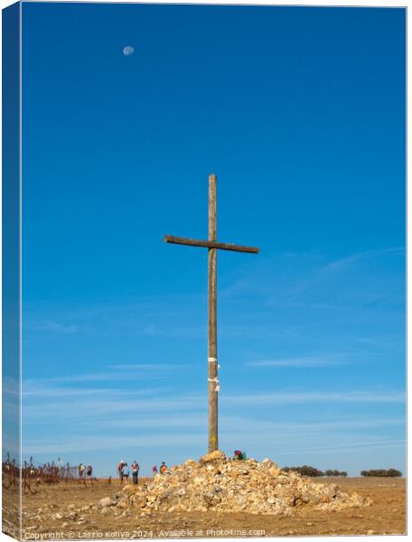 Cross on the Way - Alto Cruceiro Canvas Print by Laszlo Konya