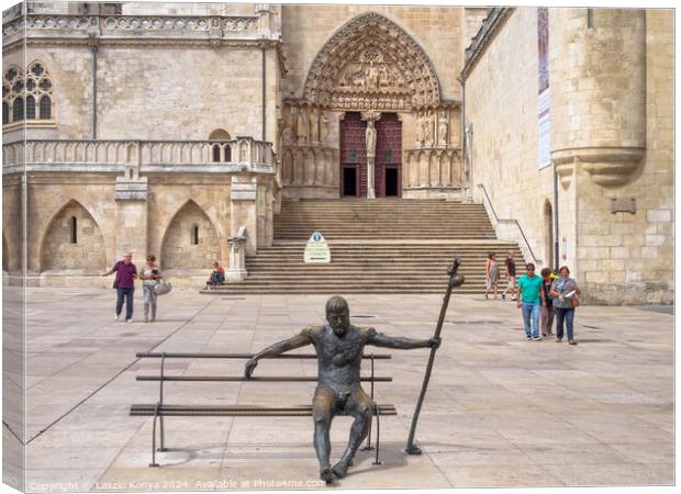 Tired pilgrim statue - Burgos Canvas Print by Laszlo Konya
