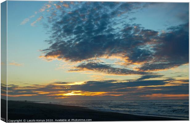 Dusk on Hokitika Beach - West Coast Canvas Print by Laszlo Konya