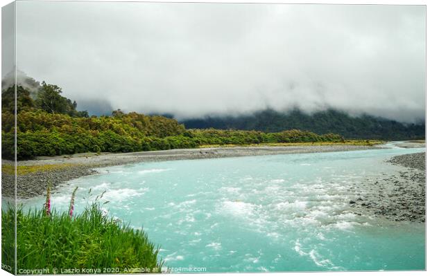 Whataroa River - West Coast Canvas Print by Laszlo Konya