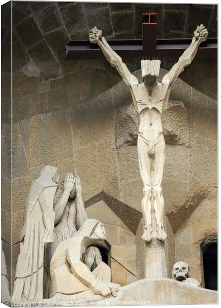 Christ on the cross - Barcelona Canvas Print by Laszlo Konya