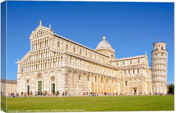Duomo and the Leaning Tower - Pisa Canvas Print by Laszlo Konya