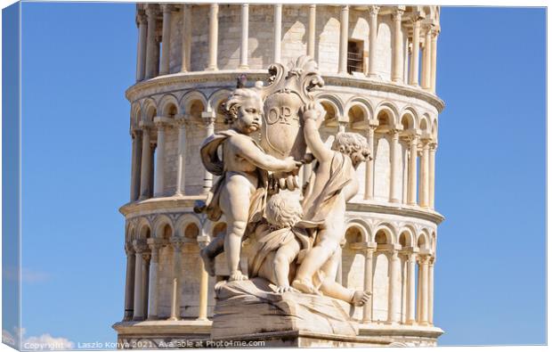 Cherubs and the Leaning Tower - Pisa Canvas Print by Laszlo Konya