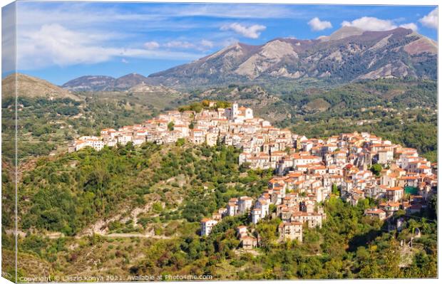 View of hill-town -  Rivello Canvas Print by Laszlo Konya