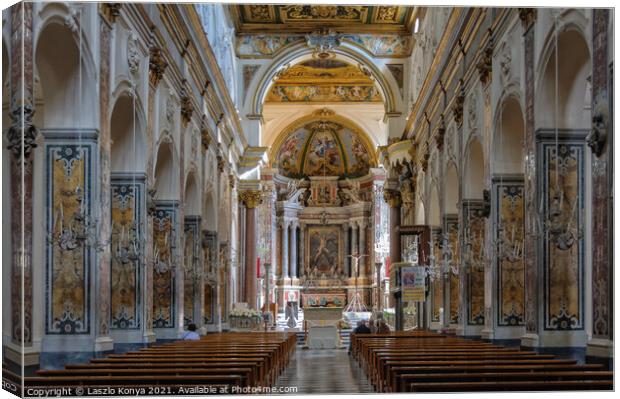 Nave of the Cathedral - Amalfi Canvas Print by Laszlo Konya