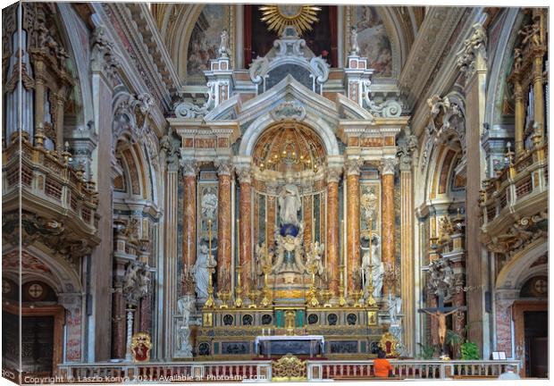 Main altar in Chiesa del Gesù Nuovo - Napoli Canvas Print by Laszlo Konya