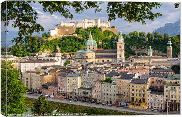 View from the Kapuzinerkloster - Salzburg Canvas Print by Laszlo Konya