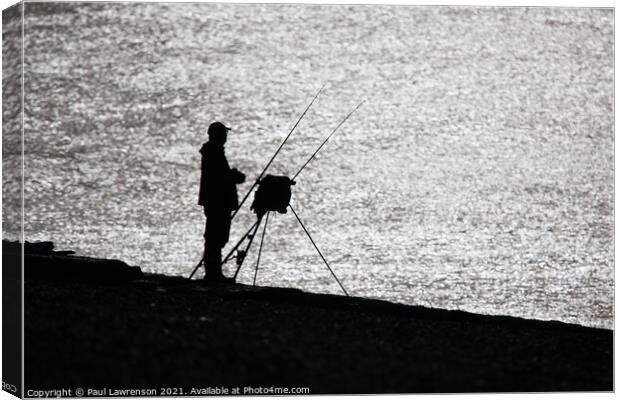 Silhouette of a fisherman Canvas Print by Paul Lawrenson
