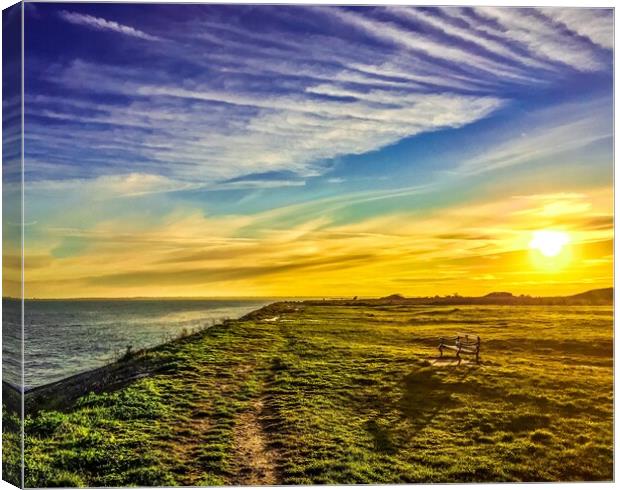 A sunset over a body of water upper Dovercourt  Canvas Print by Steven Collis