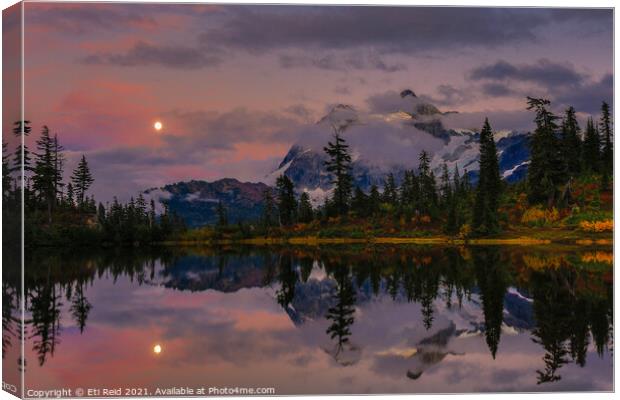 Bloodmoon rise over Picture lake Canvas Print by Eti Reid