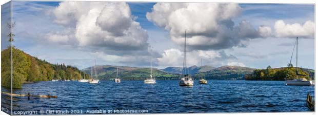 Yachts on Lake Windermere Canvas Print by Cliff Kinch