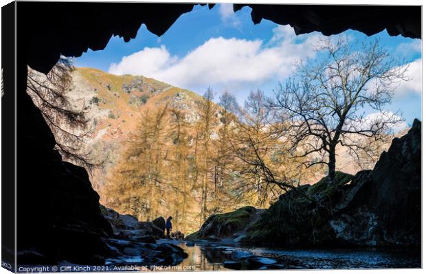 Awe-inspiring view from Rydal Cave Canvas Print by Cliff Kinch