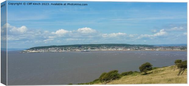 Weston-Super-Mare from Brean Down Canvas Print by Cliff Kinch