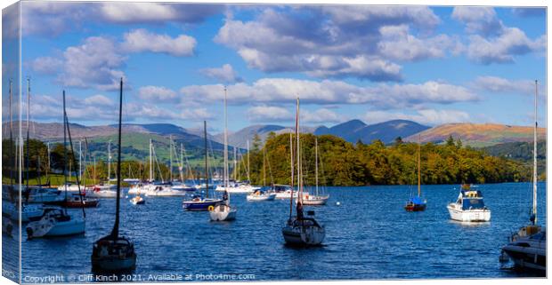 Lake Windermere from Ferry Bay Canvas Print by Cliff Kinch