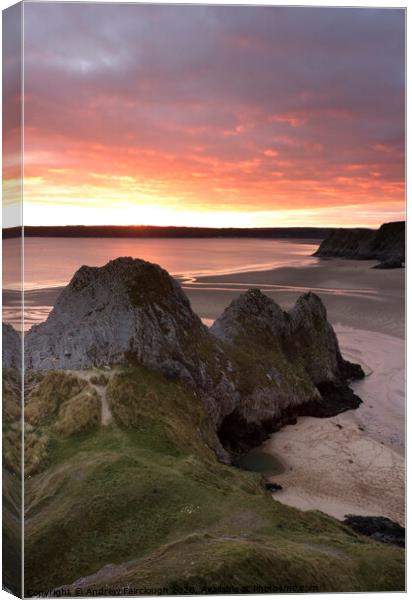 Three Cliffs Sunset Canvas Print by Andrew Fairclough