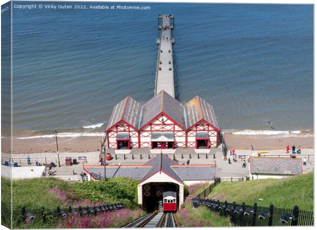 Saltburn Cliff Tramway Canvas Print by Vicky Outen