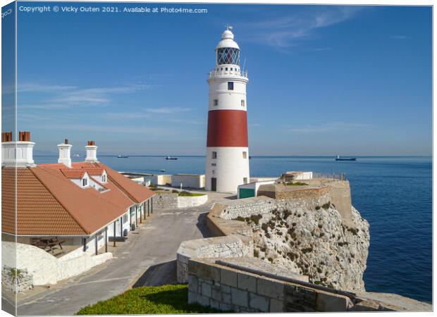 Europa Point lighthouse & cottages, Gibraltar Canvas Print by Vicky Outen