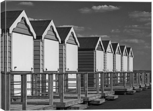 Closed beach huts at Lytham St Annes  Canvas Print by Vicky Outen