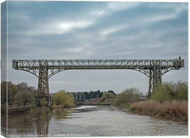 Transporter bridge over the River Mersey Canvas Print by Vicky Outen