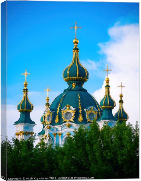 St Andrew's Church, Kyiv Canvas Print by Vitalii Kryvolapov