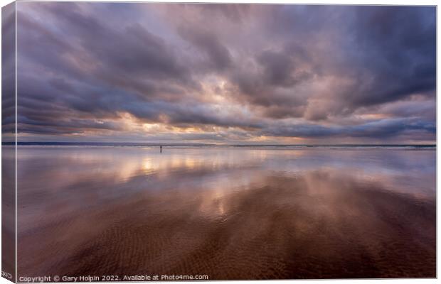 Stormy reflections of Saunton Beach Canvas Print by Gary Holpin