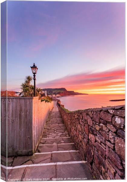 First sunrise of winter over Sidmouth, Devon Canvas Print by Gary Holpin