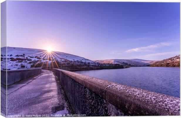 Winter sunrise over Meldon Reservoir Canvas Print by Gary Holpin