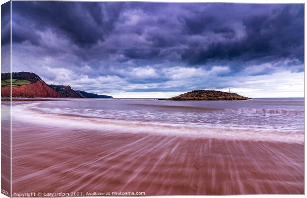 Stormy day on Sidmouth Beach Canvas Print by Gary Holpin