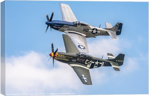 Pair of P-51 Mustangs in Formation Canvas Print by Patrick Metcalfe
