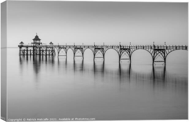 Clevedon Pier in Monchrome Canvas Print by Patrick Metcalfe