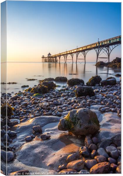 Sunset at Clevedon Pier Canvas Print by Patrick Metcalfe
