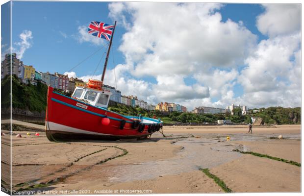 Beached in Tenby Harbour Canvas Print by Patrick Metcalfe