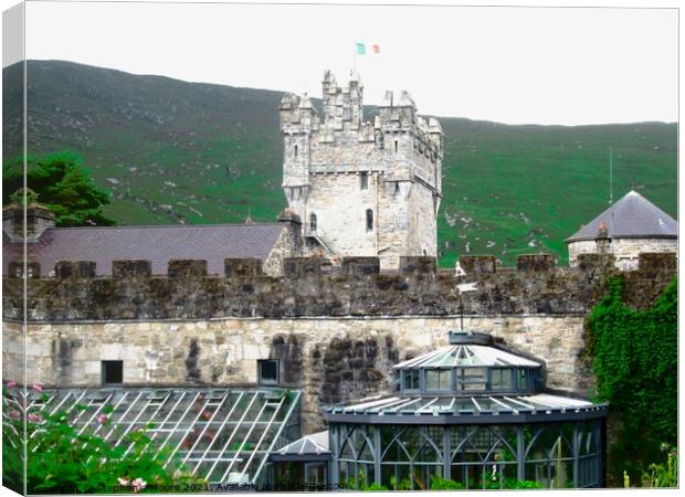 Glenveagh Castle and greenhouses Canvas Print by Stephanie Moore
