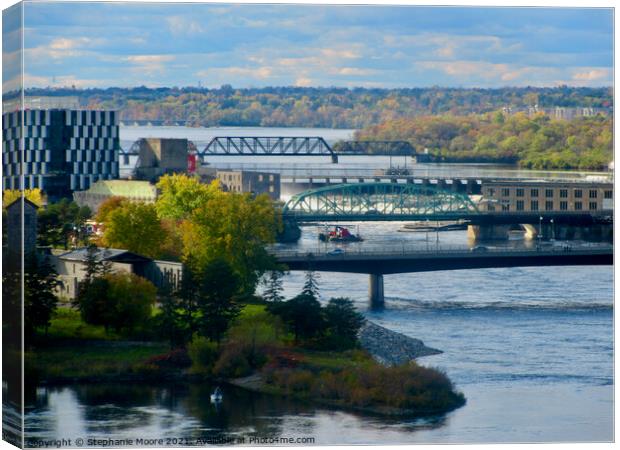 Bridges across the Ottawa River Canvas Print by Stephanie Moore