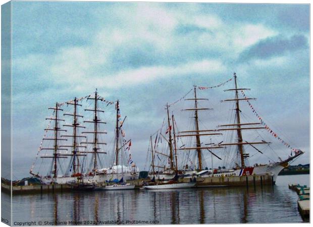 Tall ships at dusk Canvas Print by Stephanie Moore
