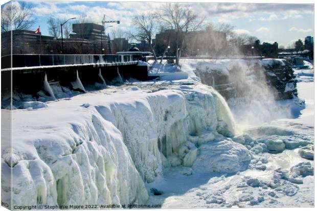 Outdoor Frozen Rideau Falls Canvas Print by Stephanie Moore