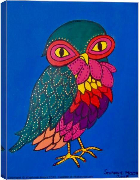Colourful little owl Canvas Print by Stephanie Moore