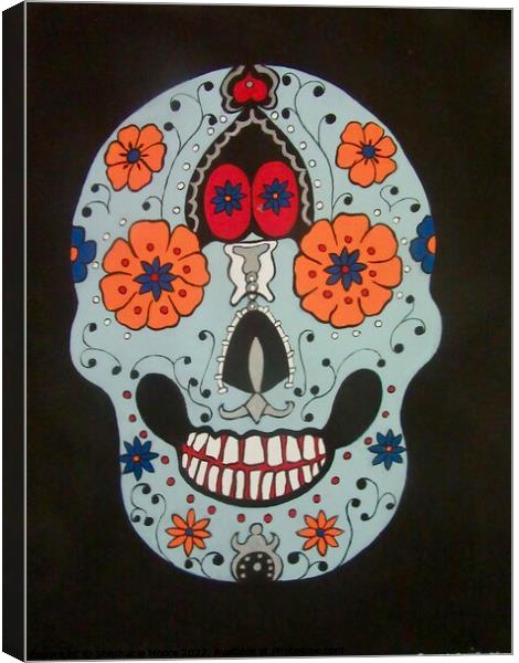 Blue Skull Canvas Print by Stephanie Moore