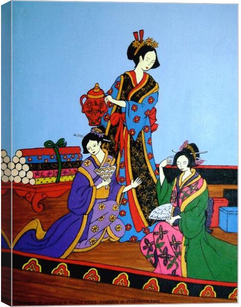 Three geishas Canvas Print by Stephanie Moore