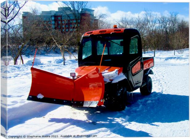 Little Red Snowplow Canvas Print by Stephanie Moore