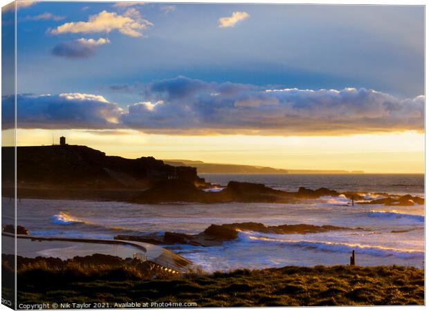 Bude at sunset Canvas Print by Nik Taylor