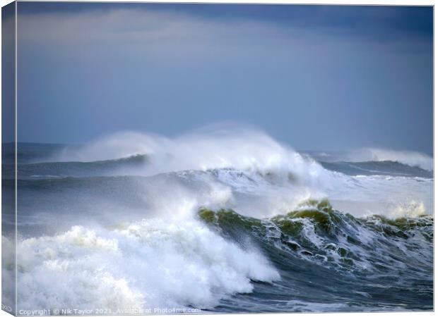 Cornish stormy sea Canvas Print by Nik Taylor