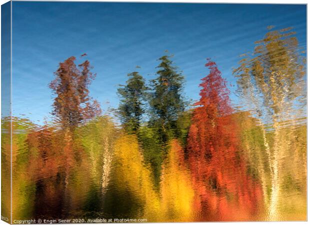 Reflections of Autumn Trees on Water Surface Canvas Print by Engin Sezer