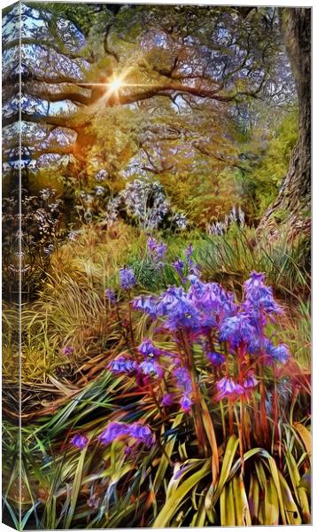 SPRINGTIME BLUEBELLS & BEES Canvas Print by LG Wall Art