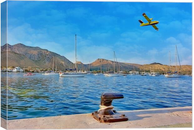 POLLENSA BAY SEA PLANE  Canvas Print by LG Wall Art