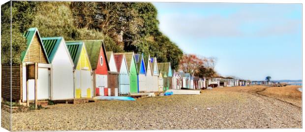 CALSHOT BEACH HUTS Canvas Print by LG Wall Art