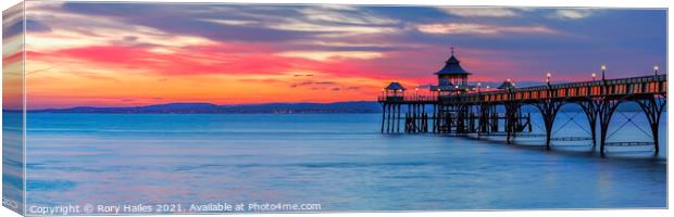 Clevedon Pier. Sunset. Colour Canvas Print by Rory Hailes