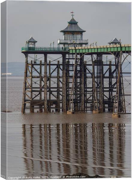 Clevedon Pier at low tide Canvas Print by Rory Hailes