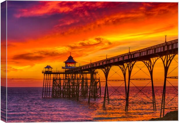 Clevedon Pier at Sunset Canvas Print by Rory Hailes