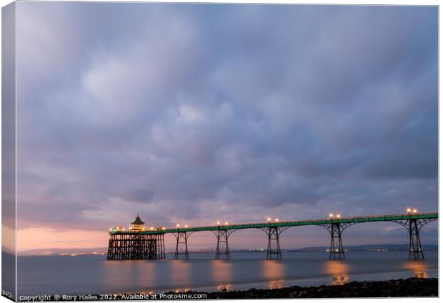 Clevedon Pier at Night Canvas Print by Rory Hailes